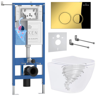 Комплект инсталляции Roxen StounFix Dual Fresh 968356 с унитазом Antares Tornado 530205-01 и кнопкой Santi 410260G