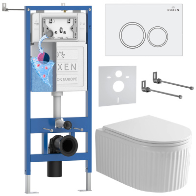 Комплект инсталляции Roxen StounFix Dual Fresh 968230 с унитазом Royal Matt 530200-01 и кнопкой Santi 410260W