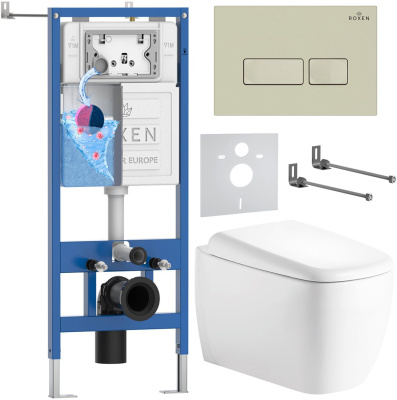 Комплект инсталляции Roxen StounFix Dual Fresh 968504 с унитазом Martin 530220-02 и кнопкой Caspia 410280BG
