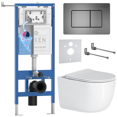 Комплект инсталляции Roxen StounFix Dual Fresh 964579 с унитазом Vortex Tornado 530160-01 и кнопкой Steel 420280G
