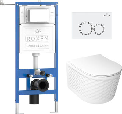 Комплект инсталляции Roxen StounFix Dual Fresh 979007 с унитазом Vine Tornado 530225-01 и кнопкой Santi 410260W