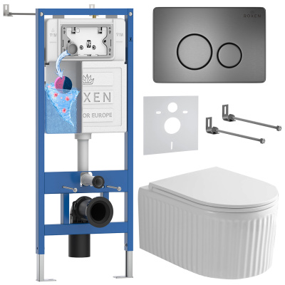 Комплект инсталляции Roxen StounFix Dual Fresh 868439 с унитазом Antares Tornado Long 530205-01-L и кнопкой Steel 420260G
