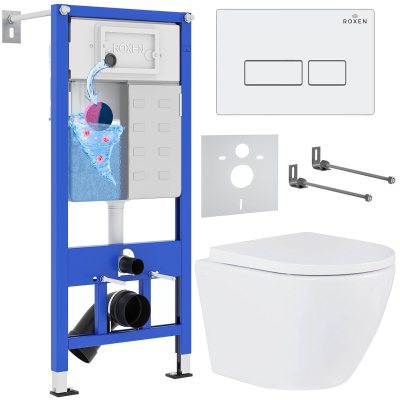 Комплект инсталляции Roxen StounFix Dual Fresh 570840 с унитазом Antares Tornado 530185-02 и кнопкой Caspia 410280W
