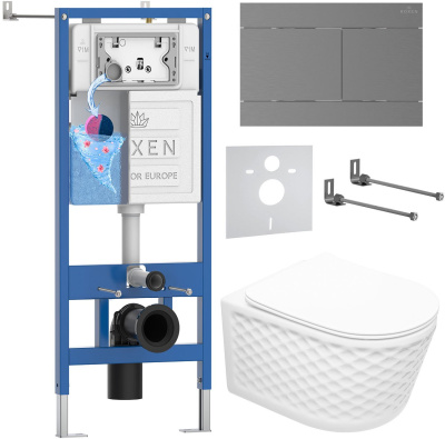 Комплект инсталляции Roxen StounFix Dual Fresh 868624 с унитазом Vine Tornado 530225-01 и кнопкой Velar 420300GM