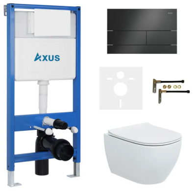 Комплект инсталляции Axus 011D с унитазом Axus 2318 и кнопкой 097TB