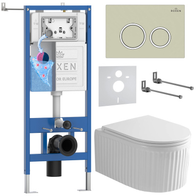 Комплект инсталляции Roxen StounFix Dual Fresh 968249 с унитазом Royal Matt 530200-01 и кнопкой Santi 410260BG