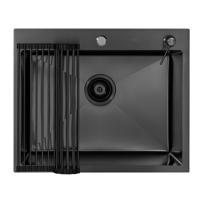 Кухонная мойка Arfeka Eco AR Black 60х50 с роллер-матом и дозатором Кухонная мойка Arfeka Eco AR Black 60х50 с роллер-матом и дозатором