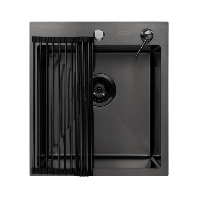 Кухонная мойка Arfeka Eco AR Black 45х50 с роллер-матом и дозатором
