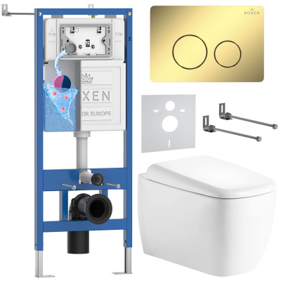 Комплект инсталляции Roxen StounFix Dual Fresh 868486 с унитазом Martin 530220-02 и кнопкой Steel 420260-CHG