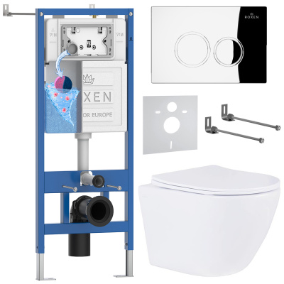 Комплект инсталляции Roxen StounFix Dual Fresh 508565 с унитазом Antares 530185-01 и кнопкой Santi 410260CH