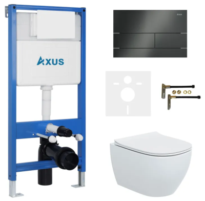 Комплект инсталляции Axus 011D с унитазом Axus 2318 и кнопкой 097TGG