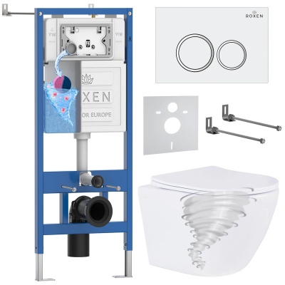 Комплект инсталляции Roxen StounFix Dual Fresh 968335 с унитазом Antares Tornado 530205-01 и кнопкой Santi 410260W