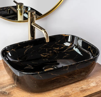 Умывальник Rea Belinda 45х35 Black Marble Shiny U8907
