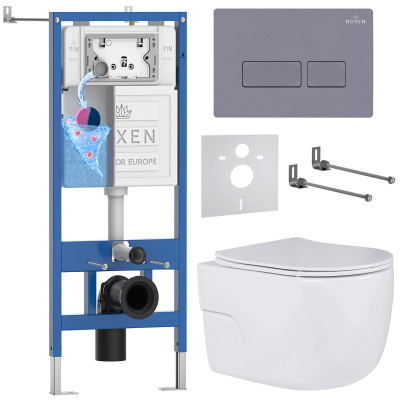 Комплект инсталляции Roxen StounFix Dual Fresh 966779 с унитазом Porto 530155-01 и кнопкой Caspia 410280DG