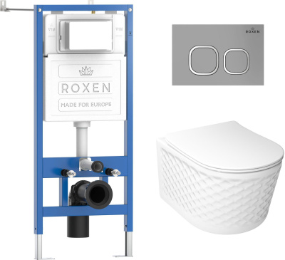 Комплект инсталляции Roxen StounFix Dual Fresh 979017 с унитазом Vine Tornado 530225-01 и кнопкой Santi 410280M