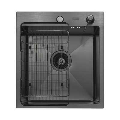 Кухонная мойка Arfeka Eco AR Black Decor 45х50 с коландером F и дозатором