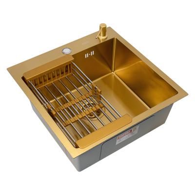 Кухонная мойка Arfeka Eco AR Gold Decor 50х50 с коландером и дозатором
