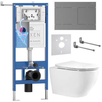 Комплект инсталляции Roxen StounFix Dual Fresh 868461 с унитазом Antares Tornado Long 530205-01-L и кнопкой Velar 420300GM