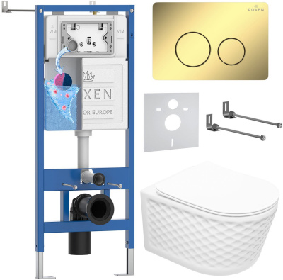 Комплект инсталляции Roxen StounFix Dual Fresh 868488 с унитазом Vine Tornado 530225-01 и кнопкой Steel 420260-CHG