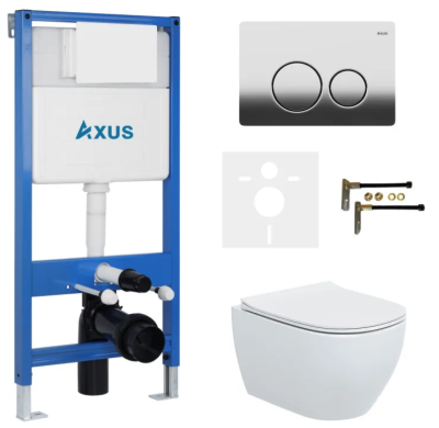 Комплект инсталляции Axus 011D с унитазом Axus 2318 и кнопкой 097IC