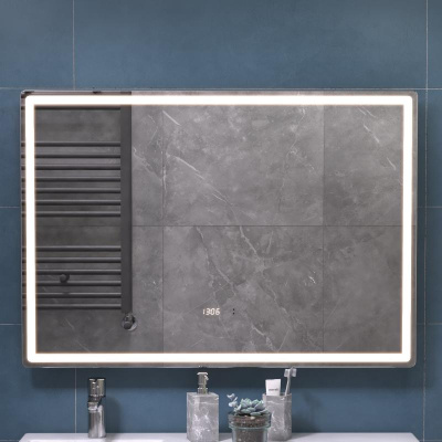 Зеркало Vigo Geometry Luxe 100х70 с бесконтактным сенсором, подогревом и часами Зеркало Vigo Geometry Luxe 100х70 с бесконтактным сенсором, подогревом и часами