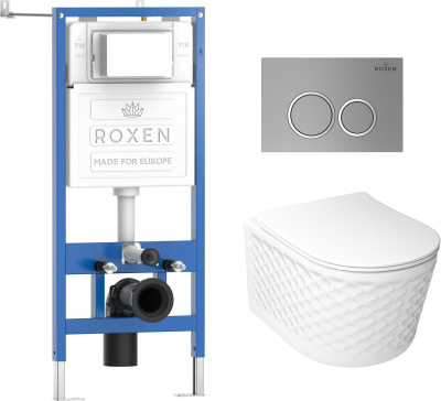 Комплект инсталляции Roxen StounFix Dual Fresh 979010 с унитазом Vine Tornado 530225-01 и кнопкой Santi 410260M
