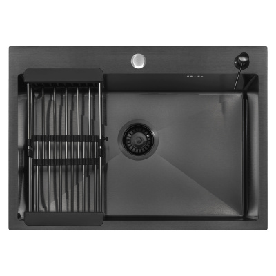 Кухонная мойка Arfeka Eco AR Black 70х50 с коландером и дозатором