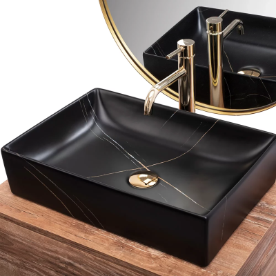 Умывальник Rea Inga black marble matt U8006