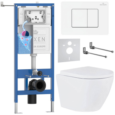 Комплект инсталляции Roxen StounFix Dual Fresh 868548 с унитазом Antares Tornado 530185-02 и кнопкой Steel 420280WM