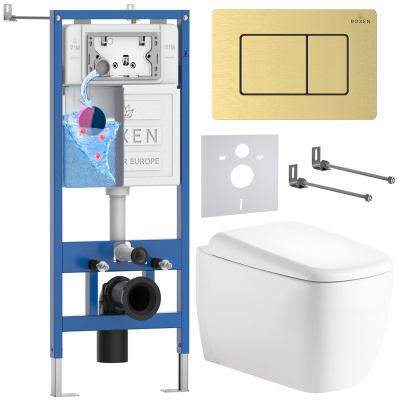 Комплект инсталляции Roxen StounFix Dual Fresh 968522 с унитазом Martin 530220-02 и кнопкой Steel 420280GB