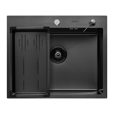 Кухонная мойка Arfeka Eco AR Black 60х50 с коландером G и дозатором