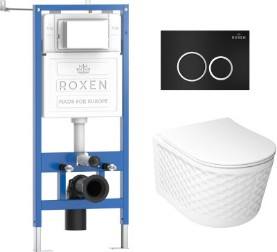 Комплект инсталляции Roxen StounFix Dual Fresh 979008 с унитазом Vine Tornado 530225-01 и кнопкой Santi 410260B