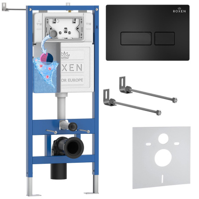 Комплект инсталляции для подвесного унитаза Roxen StounFix Dual Fresh 847702 с кнопкой Roxen Caspia 410280B