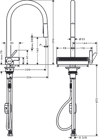 Смеситель Hansgrohe Aquno 73837800