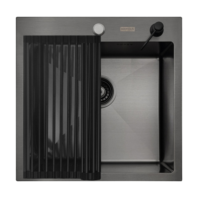 Кухонная мойка Arfeka Eco AR Black 50х50 с роллер-матом и дозатором