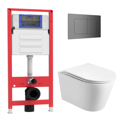 Комплект инсталляции Oliveeka OL-MQ-003 с унитазом OL-6016 и кнопкой OL-E12-BGM