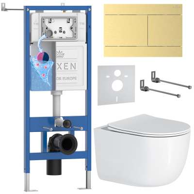 Комплект инсталляции Roxen StounFix Dual Fresh 868634 с унитазом Vortex Tornado 530160-01 и кнопкой Velar 420300GB