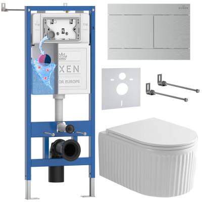 Комплект инсталляции Roxen StounFix Dual Fresh 868588 с унитазом Royal Matt 530200-01 и кнопкой Velar 420300S
