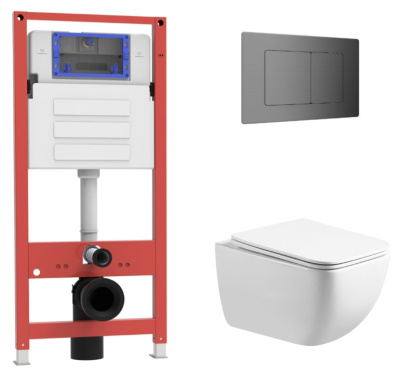 Комплект инсталляции Oliveeka OL-MQ-003 с унитазом OL-1216 и кнопкой OL-E12-BGM