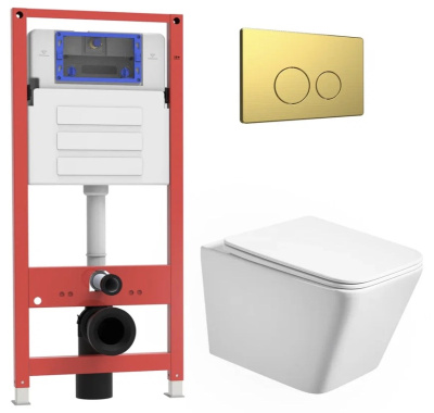 Комплект инсталляции Oliveeka OL-MQ-003 с унитазом OL-5014 и кнопкой OL-R22-BG