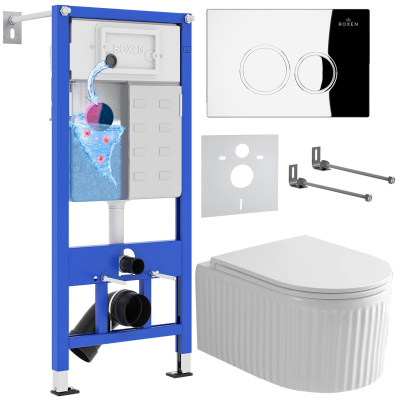 Комплект инсталляции Roxen StounFix Dual Fresh 968245 с унитазом Royal Matt 530200-01 и кнопкой Santi 410260CH
