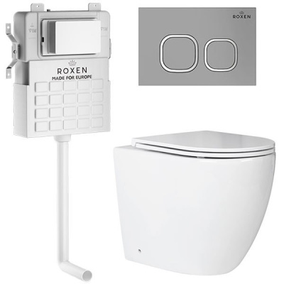 Комплект инсталляции Roxen Attach 966947 с унитазом Antares 650185-01 и кнопкой Santi 410280M