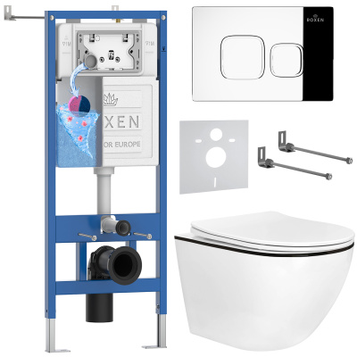 Комплект инсталляции Roxen StounFix Dual Fresh 964686 с унитазом Antares 530110-01B и кнопкой Santi 410280CH