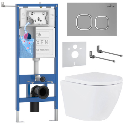 Комплект инсталляции Roxen StounFix Dual Fresh 560993 с унитазом Antares Tornado 530185-02 и кнопкой Santi 410280M