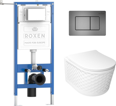 Комплект инсталляции Roxen StounFix Dual Fresh 979021 с унитазом Vine Tornado 530225-01 и кнопкой Steel 420280G