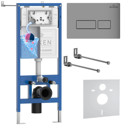 Комплект инсталляции для подвесного унитаза Roxen StounFix Dual Fresh 856831 с кнопкой Roxen Caspia 410280M