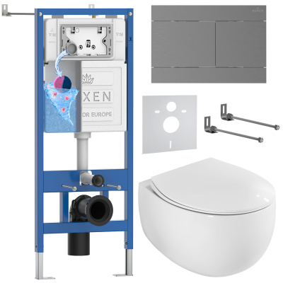Комплект инсталляции Roxen StounFix Dual Fresh 868620 с унитазом Royal Matt 530200-01 и кнопкой Velar 420300GM