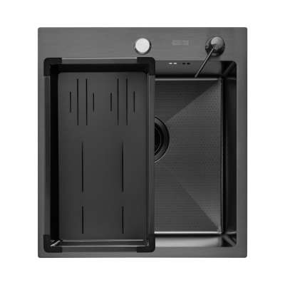 Кухонная мойка Arfeka Eco AR Black Decor 45х50 с коландером G и дозатором