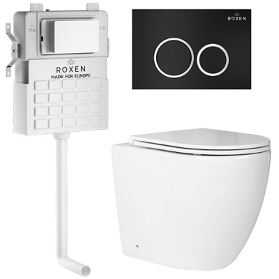 Комплект инсталляции Roxen Attach 966880 с унитазом Antares 650185-01 и кнопкой Santi 410260B
