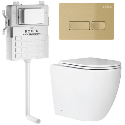 Комплект инсталляции Roxen Attach 967102 с унитазом Antares 650185-01 и кнопкой Caspia 410280GB